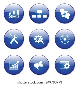 SEO Internet Sign Blue Vector Button Icon Design Set 5