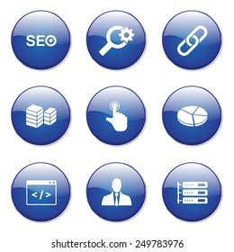 SEO Internet Sign Blue Vector Button Icon Design Set 11
