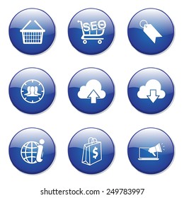 SEO Internet Sign Blue Vector Button Icon Design Set 7