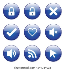 SEO Internet Sign Blue Vector Button Icon Design Set 4