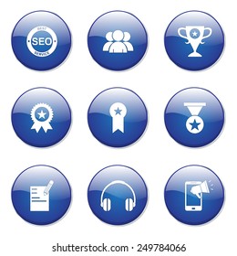 SEO Internet Sign Blue Vector Button Icon Design Set 9