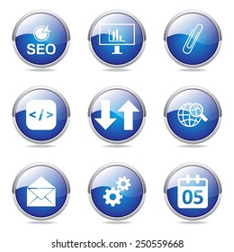 SEO Internet Sign Blue Vector Button Icon Design Set 6