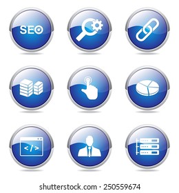 SEO Internet Sign Blue Vector Button Icon Design Set 11