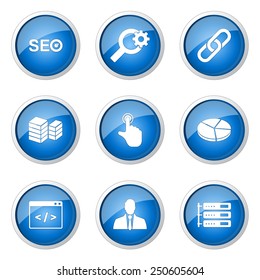 SEO Internet Sign Blue Vector Button Icon Design Set 11
