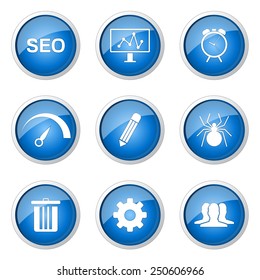 SEO Internet Sign Blue Vector Button Icon Design Set 8