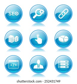 SEO Internet Sign Blue Vector Button Icon Design Set 11