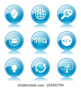 SEO Internet Sign Blue Vector Button Icon Design Set 2