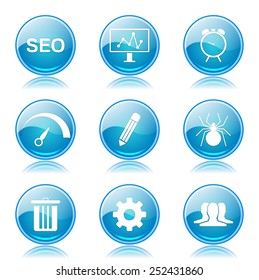 SEO Internet Sign Blue Vector Button Icon Design Set 8