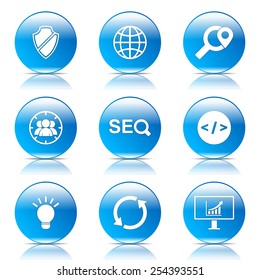 SEO Internet Sign Blue Vector Button Icon Design Set 2