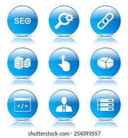 SEO Internet Sign Blue Vector Button Icon Design Set 11