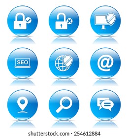SEO Internet Sign Blue Vector Button Icon Design Set 3