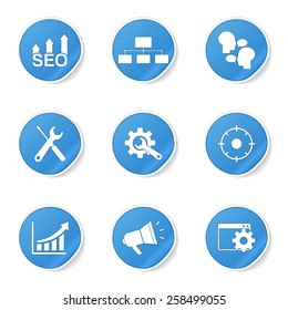 SEO Internet Sign Blue Vector Button Icon Design Set 5