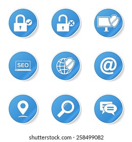 SEO Internet Sign Blue Vector Button Icon Design Set 3
