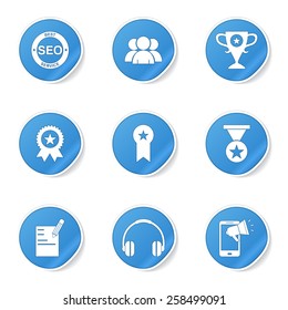 SEO Internet Sign Blue Vector Button Icon Design Set 9