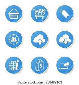SEO Internet Sign Blue Vector Button Icon Design Set 7