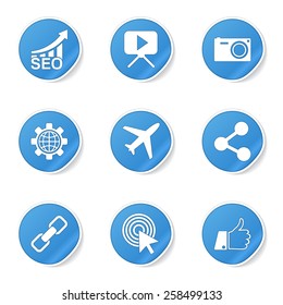 SEO Internet Sign Blue Vector Button Icon Design Set 1