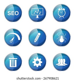 SEO Internet Sign Blue Vector Button Icon Design Set 8