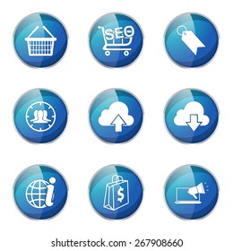 SEO Internet Sign Blue Vector Button Icon Design Set 7