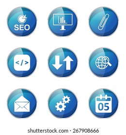SEO Internet Sign Blue Vector Button Icon Design Set 6