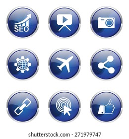 SEO Internet Sign Blue Vector Button Icon Design Set 1