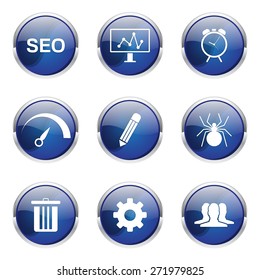 SEO Internet Sign Blue Vector Button Icon Design Set 8