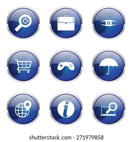 SEO Internet Sign Blue Vector Button Icon Design Set 10