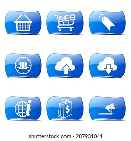 SEO Internet Sign Blue Vector Button Icon Design Set 7