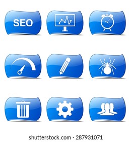 SEO Internet Sign Blue Vector Button Icon Design Set 8