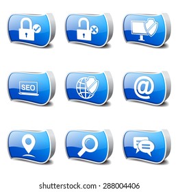 SEO Internet Sign Blue Vector Button Icon Design Set 3