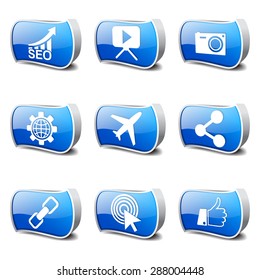 SEO Internet Sign Blue Vector Button Icon Design Set 1