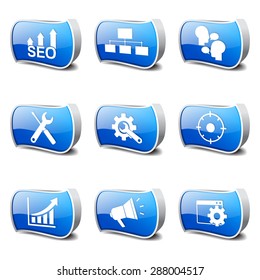 SEO Internet Sign Blue Vector Button Icon Design Set 5