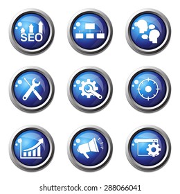 SEO Internet Sign Blue Vector Button Icon Design Set 5
