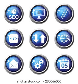 SEO Internet Sign Blue Vector Button Icon Design Set 6
