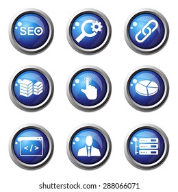 SEO Internet Sign Blue Vector Button Icon Design Set 11
