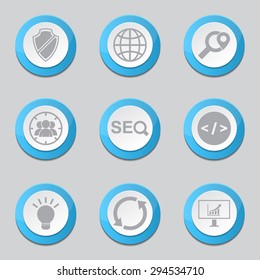 SEO Internet Sign Blue Vector Button Icon Design Set 2