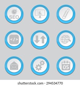 SEO Internet Sign Blue Vector Button Icon Design Set 6