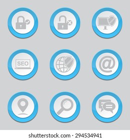 SEO Internet Sign Blue Vector Button Icon Design Set 3