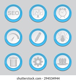 SEO Internet Sign Blue Vector Button Icon Design Set 8