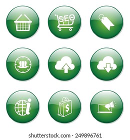 SEO Internet Sign Green Vector Button Icon Design Set 7