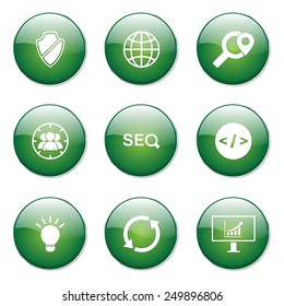 SEO Internet Sign Green Vector Button Icon Design Set 2