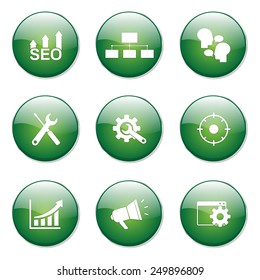 SEO Internet Sign Green Vector Button Icon Design Set 5