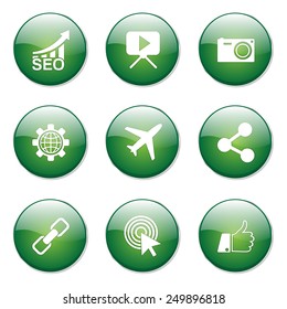 SEO Internet Sign Green Vector Button Icon Design Set 1