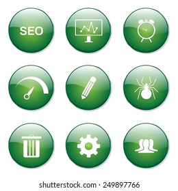 SEO Internet Sign Green Vector Button Icon Design Set 8