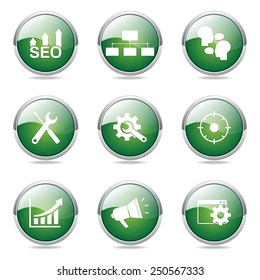 SEO Internet Sign Green Vector Button Icon Design Set 5