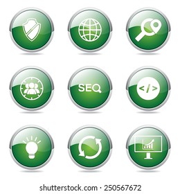 SEO Internet Sign Green Vector Button Icon Design Set 2