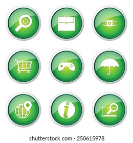 SEO Internet Sign Green Vector Button Icon Design Set 10