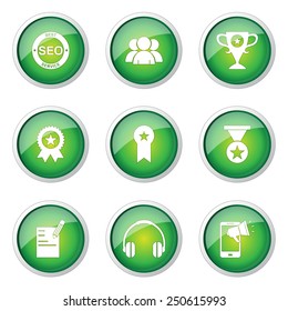SEO Internet Sign Green Vector Button Icon Design Set 9