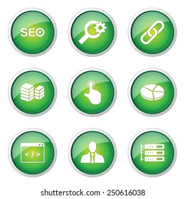 SEO Internet Sign Green Vector Button Icon Design Set 11