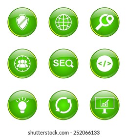 SEO Internet Sign Green Vector Button Icon Design Set 2