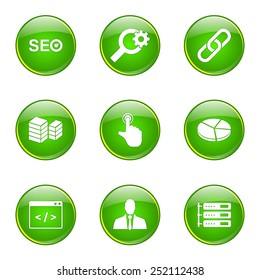 SEO Internet Sign Green Vector Button Icon Design Set 11